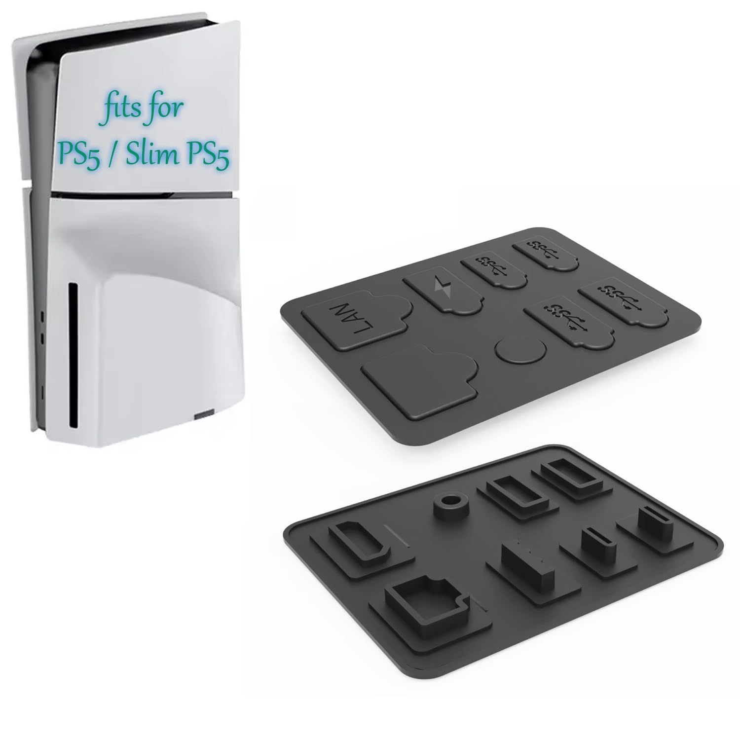 Dorca PS5 Silicone Dust Plugs Set,PS5 Pro/Slim USB HDMI Interface Anti-dust Cover Dustproof Plug for PlayStation5 Console Accessories-8 Pcs(Black) Toy Review India (Iknoor World )