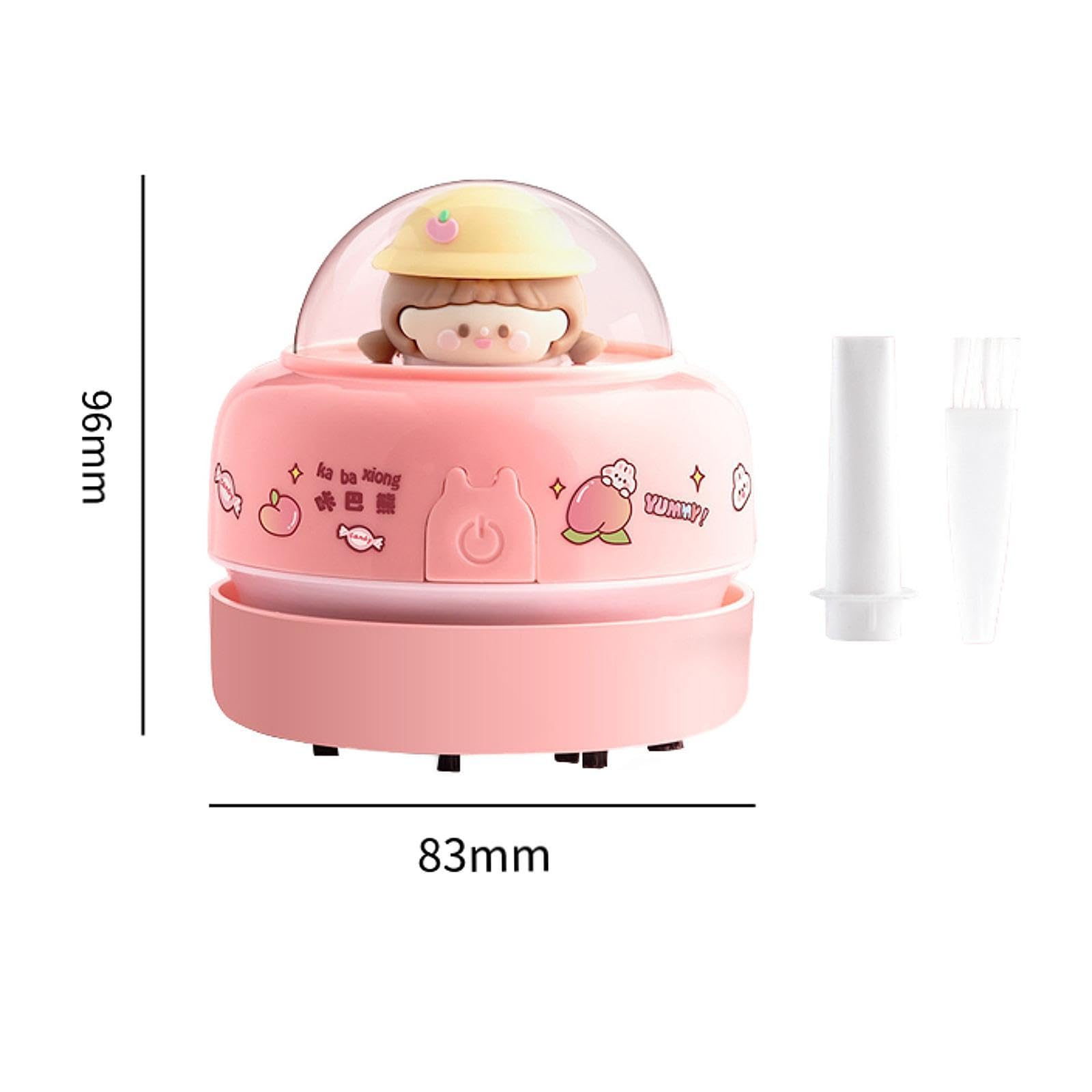 Aspirateur de Bureau Nettoyeur de Table Mini Portable pour Le Nettoyage Scolaire Gomme miettes, Rose
