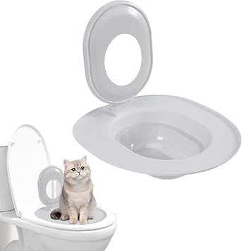 Cat Toilet Seat Training Kit,Removable Pet Toilet Training System,Washable Cleaning Pad for Cats,Reusable Plastic Trainer for Pet Cleaning,Portable Trainer for Home Pet Shop Pet Care Grey