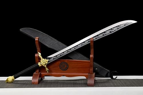 Miniatura 1 de Espada china, machete, swods real (hoja de acero de alto carbono forjada, accesorios de aleación, vaina de cuero PU)