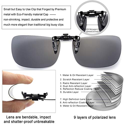 Image of CAXMAN Polarized Clip On Sunglasses Over Prescription Glasses for Men Women UV Protection