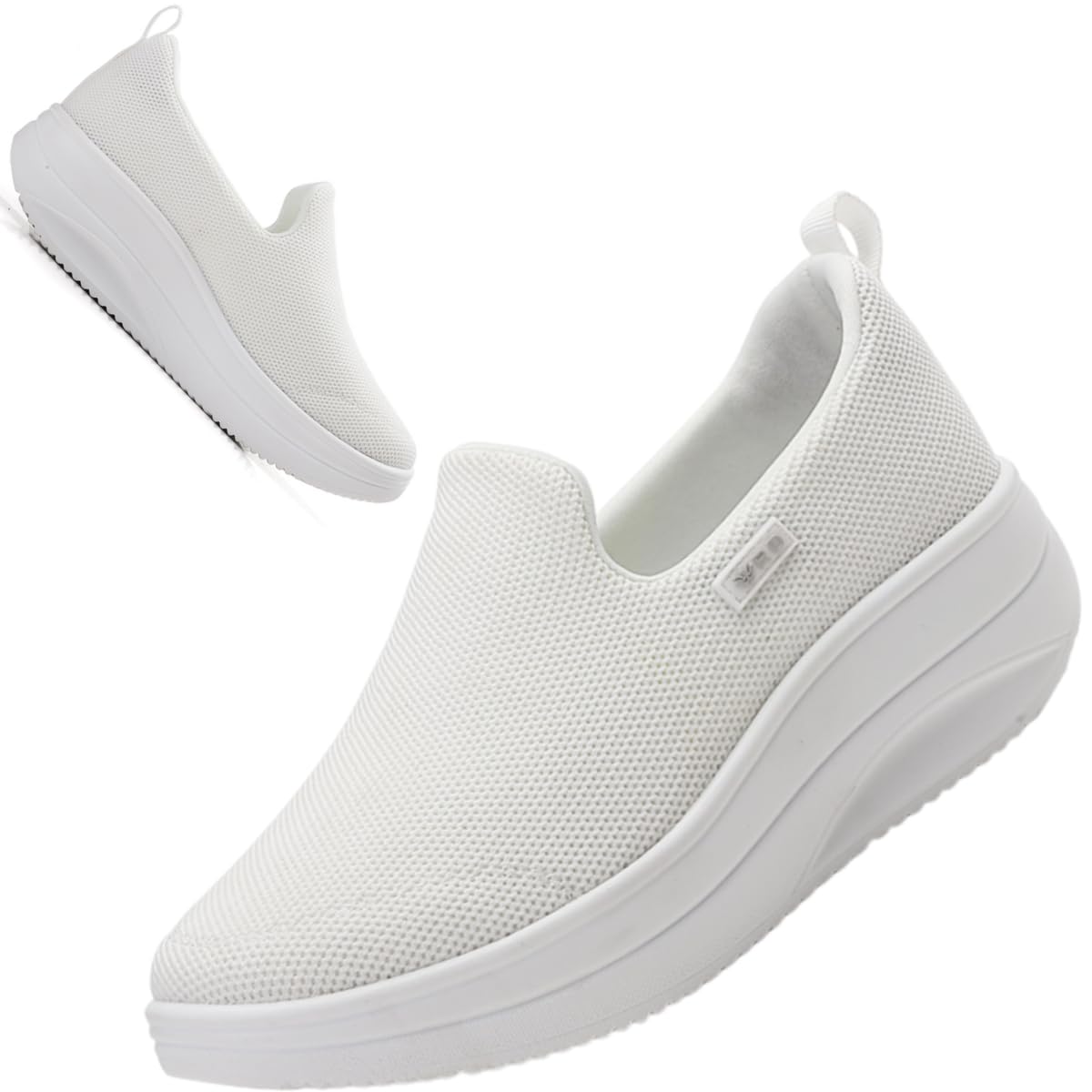 Roltte Walking Shoes for Women Slip On Nurse Shoes Slip Resistant Work Sock Sneakers Food Service Sneakers Platform Sneakers Comfortable Weight Light Shoes White