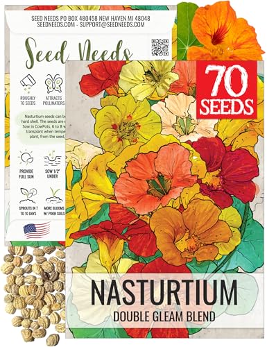 Seed Needs Double Gleam Nasturtium Seeds to Plant Edible Flowers 1 Pack