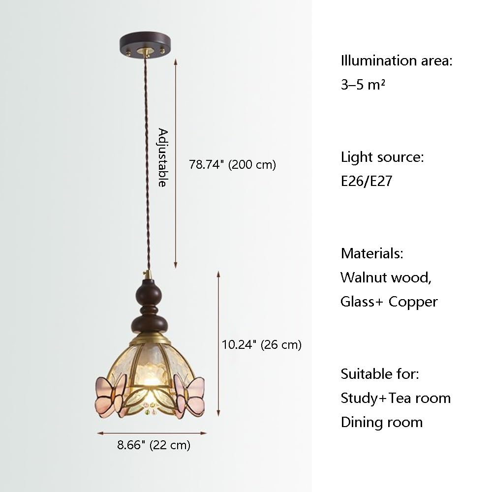 Suspension Papillon Enil, Lampe Suspendue En Bois Et Laiton E26