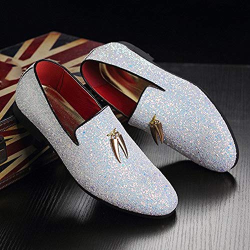 Battle Men Driving Loafers for Men Gommino Slip on Style PU Leather Upper Luxury Glitter Pointed Toe Metal Tassels Lightweight Anti Slip Casual2