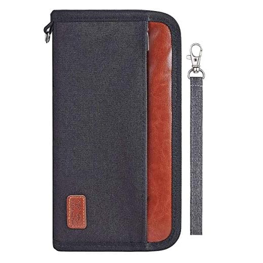 RFID Passport Holder Family Travel Wallet Passport Wallet Blocking Passport Waterproof Document Organizer Bag with Zipper,Removable Hand Strap and Luggage Tag - OrgaWise