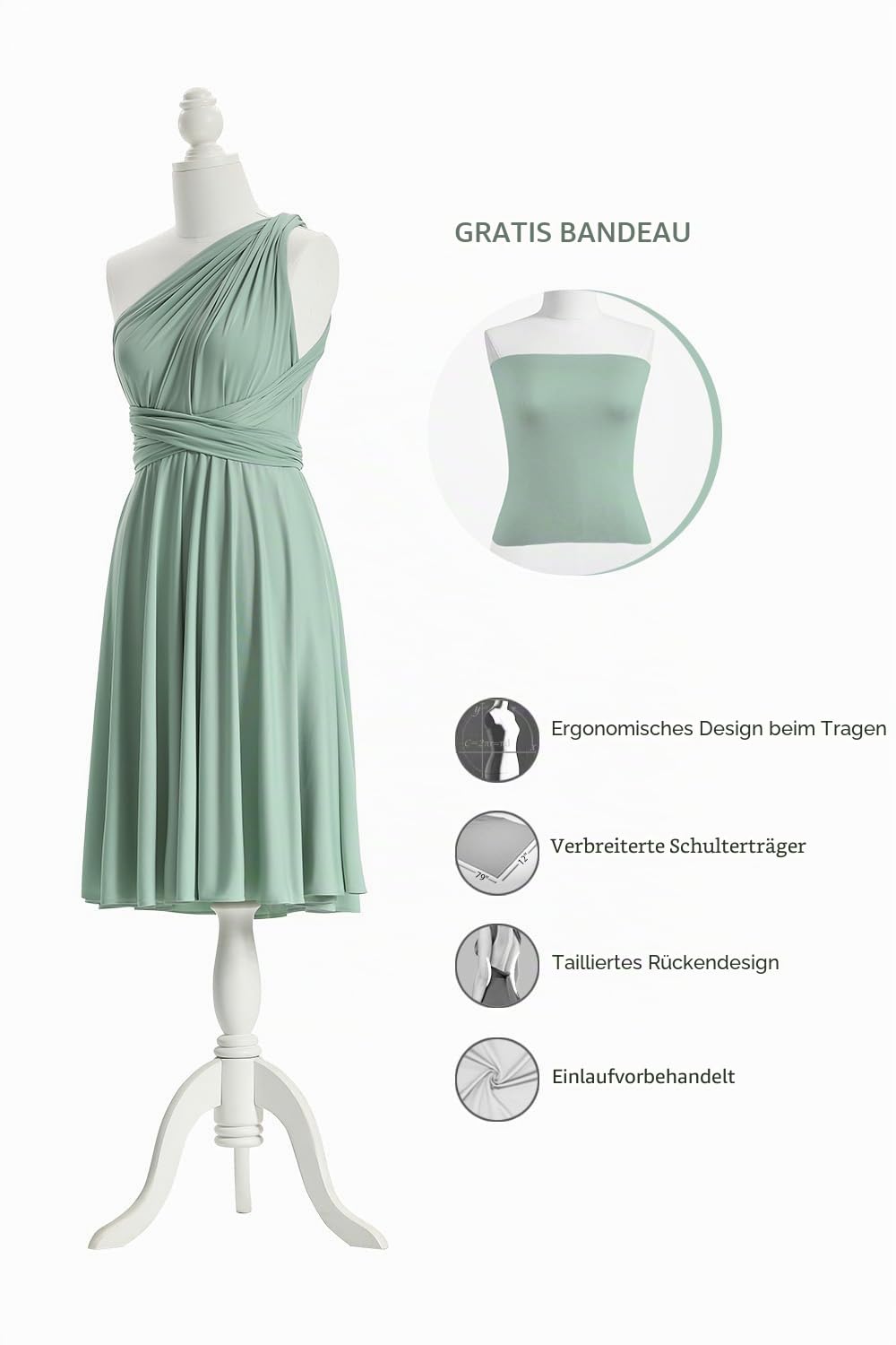 Infinity Kleid Kurz, Brautjungfernkleider, Multiway Wickelkleid Midi Convertible Transformers Knielang Elegant Abendkleider Hochzeit