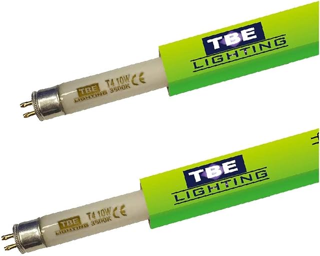 TBE LIGHTING T4 10w Fluorescent Tube Lamps 352mm - 2 Pack of CFL Bulbs - G5 2-Pin Base Fittings - T4 High Efficiency Lamps, Soft White 3500K