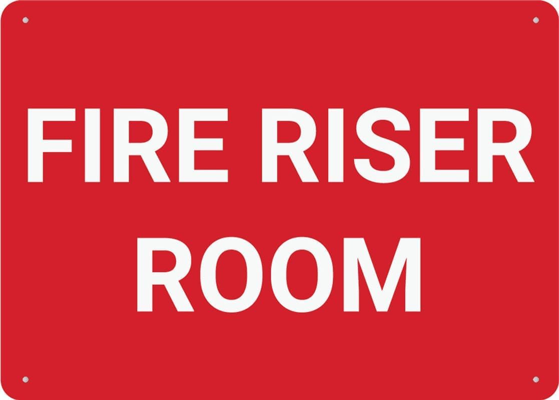 Fire Riser Room Rust Free Aluminum Tin Sign - Warning Decor with Pre-Drilled Holes for Indoor-Outdoor Building Fire Control Room, Factory Fire Riser Zone - 8x12 Inch​