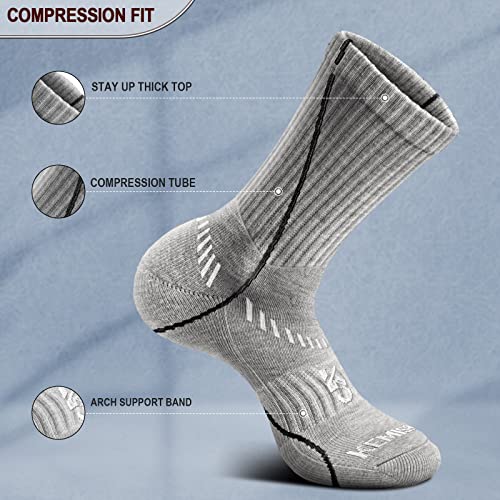 Image of BULLIANT Compression Socks for Men 6Pairs, Athletic Crew Socks Cushioned For Men Sports Running-Arch Support(6Pairs,Shoes Size:Men 11-13)