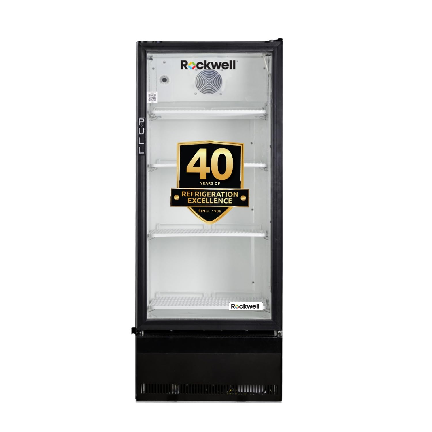 ROCKWELL RVC300B Visi Cooler, Single Glass Door, Internal LED, Heavy-Duty Cooling, Dynamic Cooling, Black, 4-Year Warranty