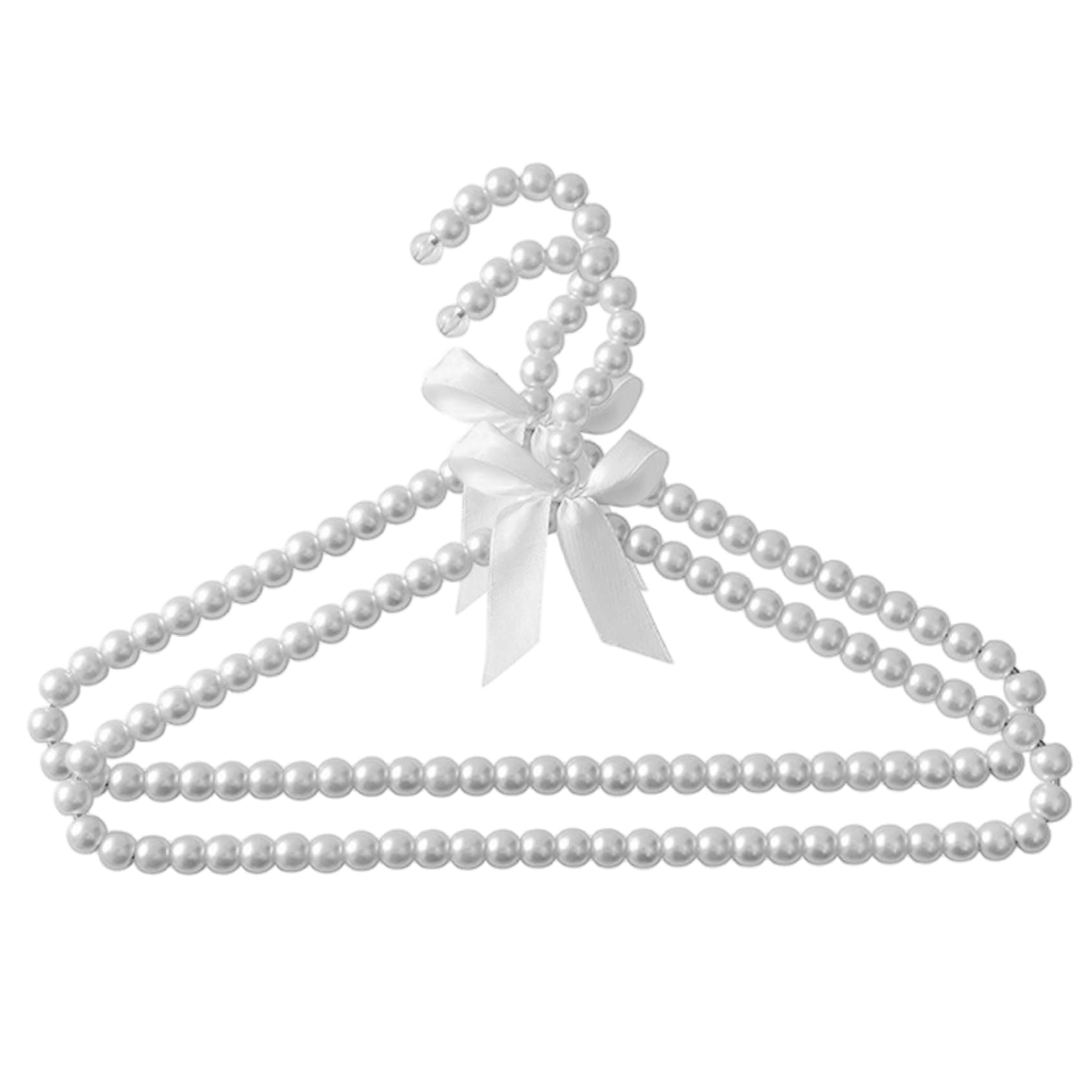 Awnsimfreien Women's White 2 Pack Pearl Hangers, Beaded Small Hangers With Bow For Baby Clothes & Dog Clothes, Small 30Cm Non-Slip Hanger For Toddler, Infant, And Pet Apparel, Toddler