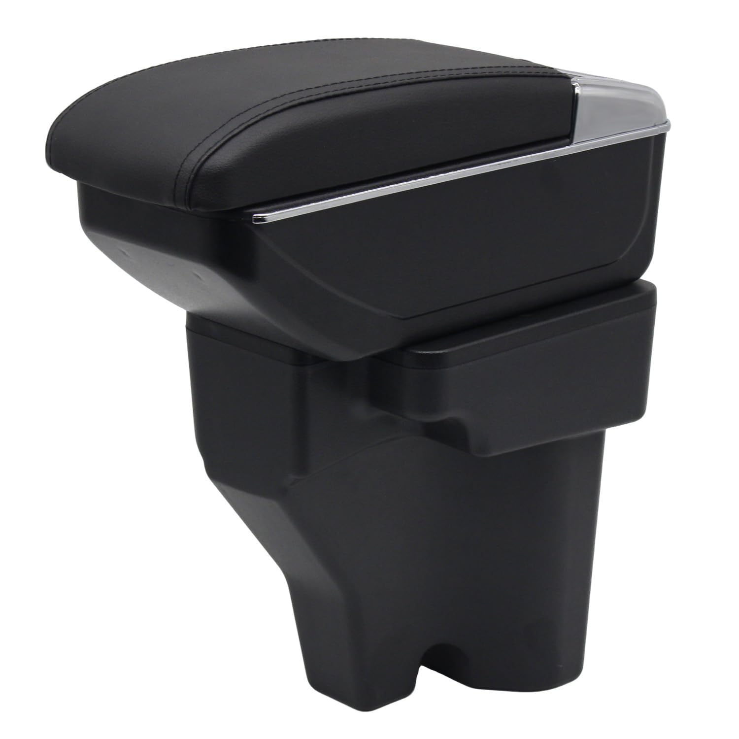 YJYWZH Car Armrest Box for Hyundai Venue 2021-2025 Accessories Center Console Organizer, Interior Double-Layer Storage Box Leather Arm Rest with Hidden Cup Holder (No USB Ports, Black Thread) - 2