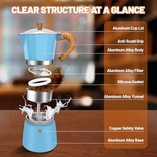 Image of 3 Cup Aluminum Espresso Stovetop Moka Pot Express Coffee Maker Percolator Italian Classic Mocha Coffee Machine for Italian and Cuban Cafe Brewing for Home & Camping 150ml 5oz