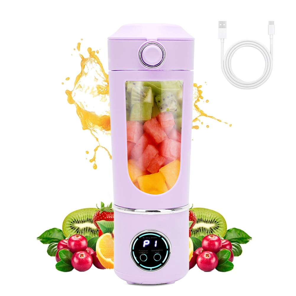 Frullatore Portatile Smoothie Maker, 700 ml Mini Frullatore Portatile Elettrico con 12 coltelli,Frullatore Personale con Batteria USB Ricaricabile Ideale per Smoothie Frullati Frutta e Verdura (Viola)