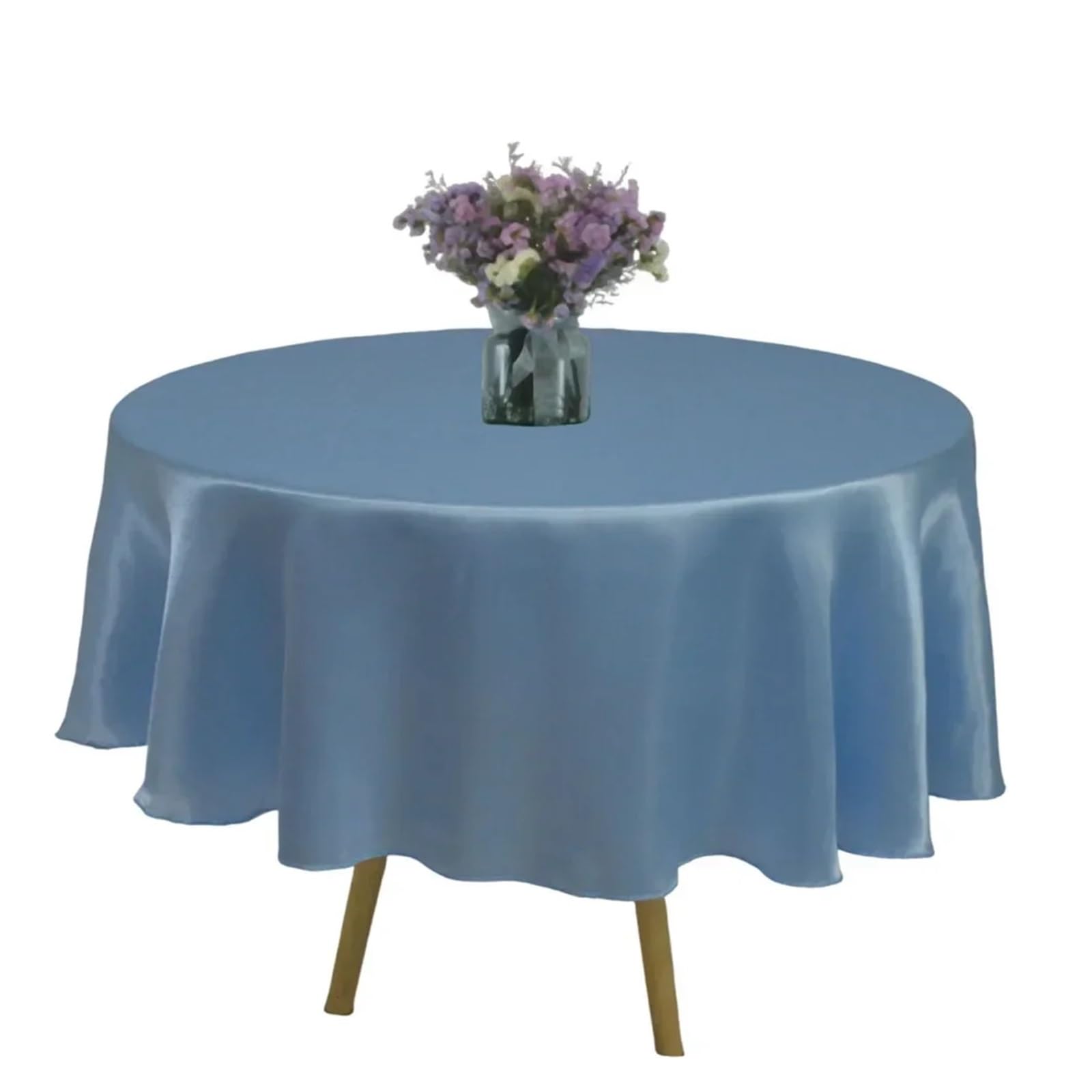 ZHSOAO Round Satin Tablecloth Wedding Party Overlays Decoration Birthday Shower Restaurant Home Table Cloth for Cafe(Blue,180CM)
