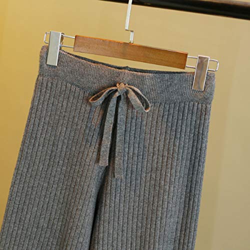Women's Knit Elastic Waist Pull On Pants Cashmere Pants Thick Straight Pants Casual Wool Pants4