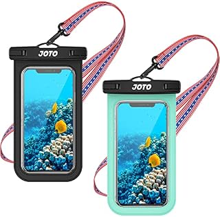 JOTO 2 Pack Universal Waterproof Phone Holder Case Cellphone Dry Bag with Neck Strap Compatible with iPhone 14 13 12 11 Pro Max XS XR Galaxy S22 S21 S20 S10 Pixel LG Up to 7.0 Inch -Black/Green