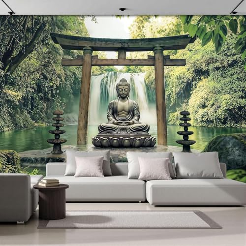 Papier peint Bouddha en soie pour masquer un grand mur blanc - 4