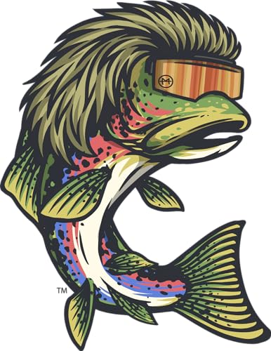 STICKY DUDE Trout Mullet Sticker - 5 Inch Vinyl Waterproof Decal for Yeti Cup, Car, Laptop, Wall, Window, Bumper