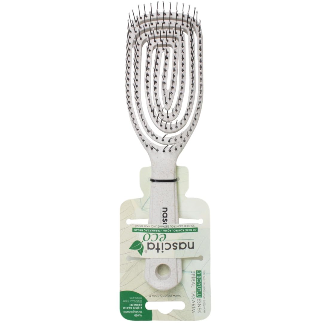Nascita Eco Detangling Hair Brush for Women Men Kids Wet and Dry Hair Brush for Long Hair Curls Beige, Breit