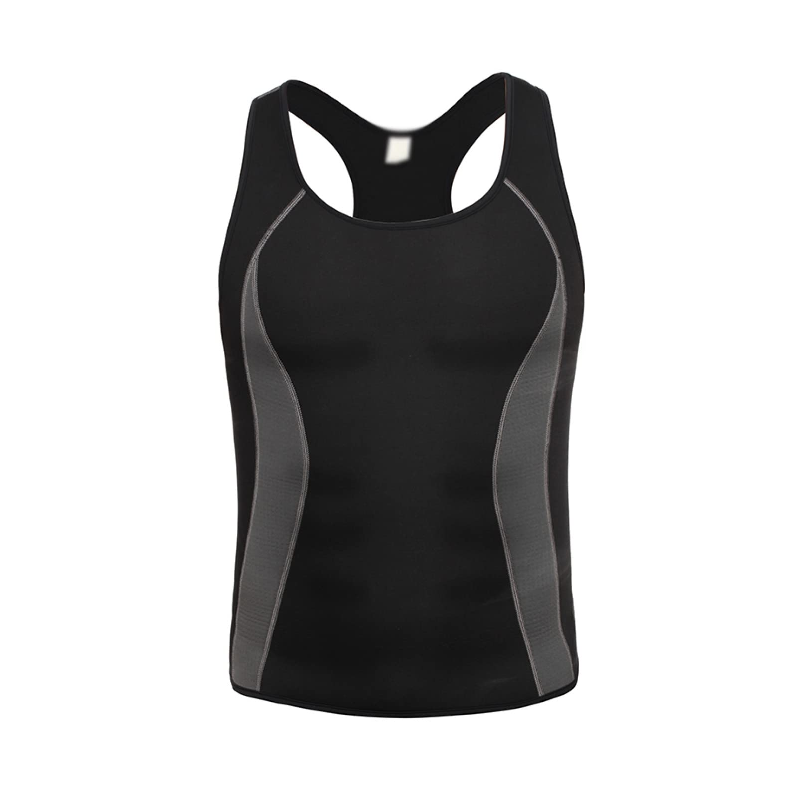 Traje de sauna con cremallera para hombre y chaleco de compresión negro para correr 8