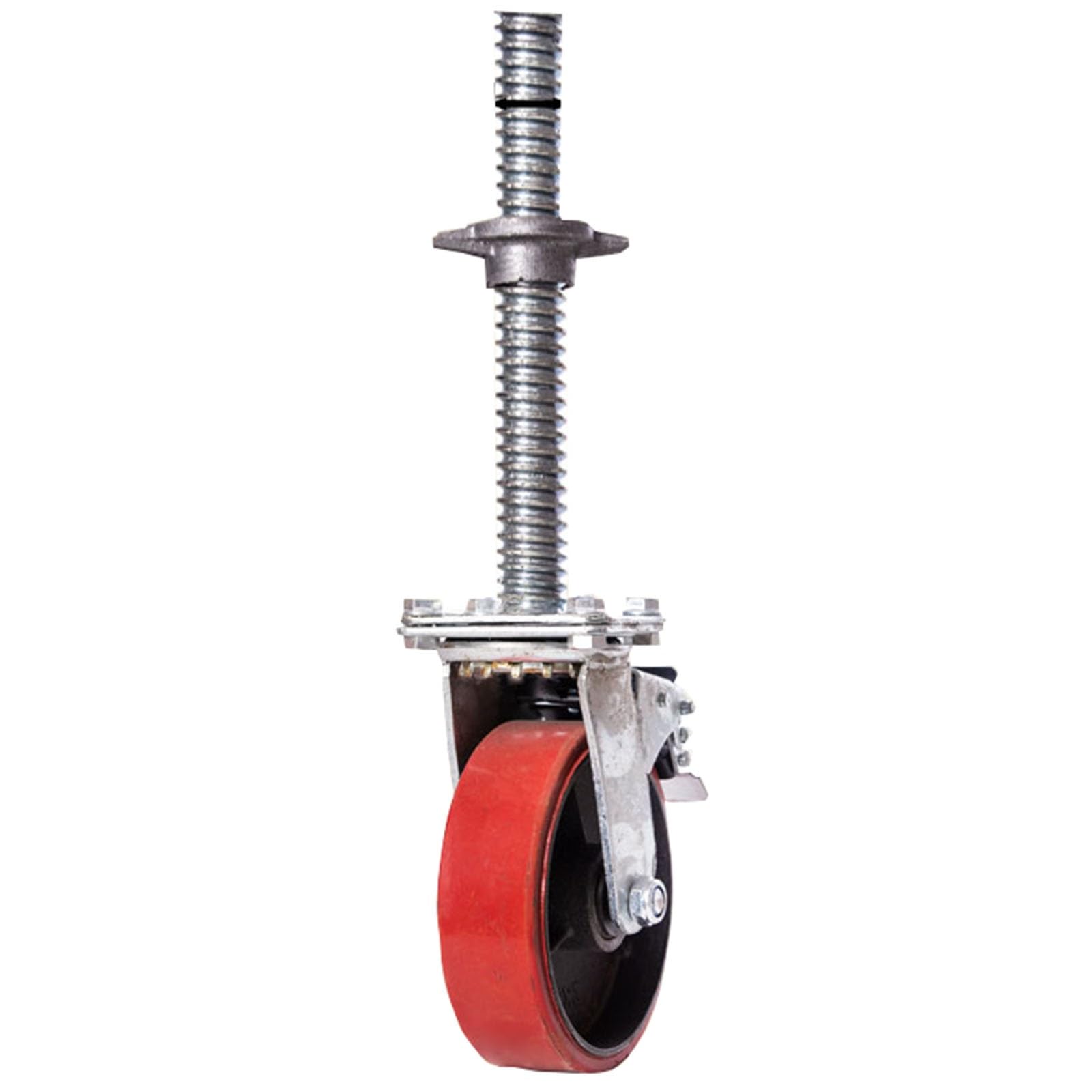 Rueda Universal de Hierro Fundido de Goma de 6 Pulgadas con Ajuste de Tornillo Engrosado y Freno, Rueda de andamio con Freno(Cast Iron)