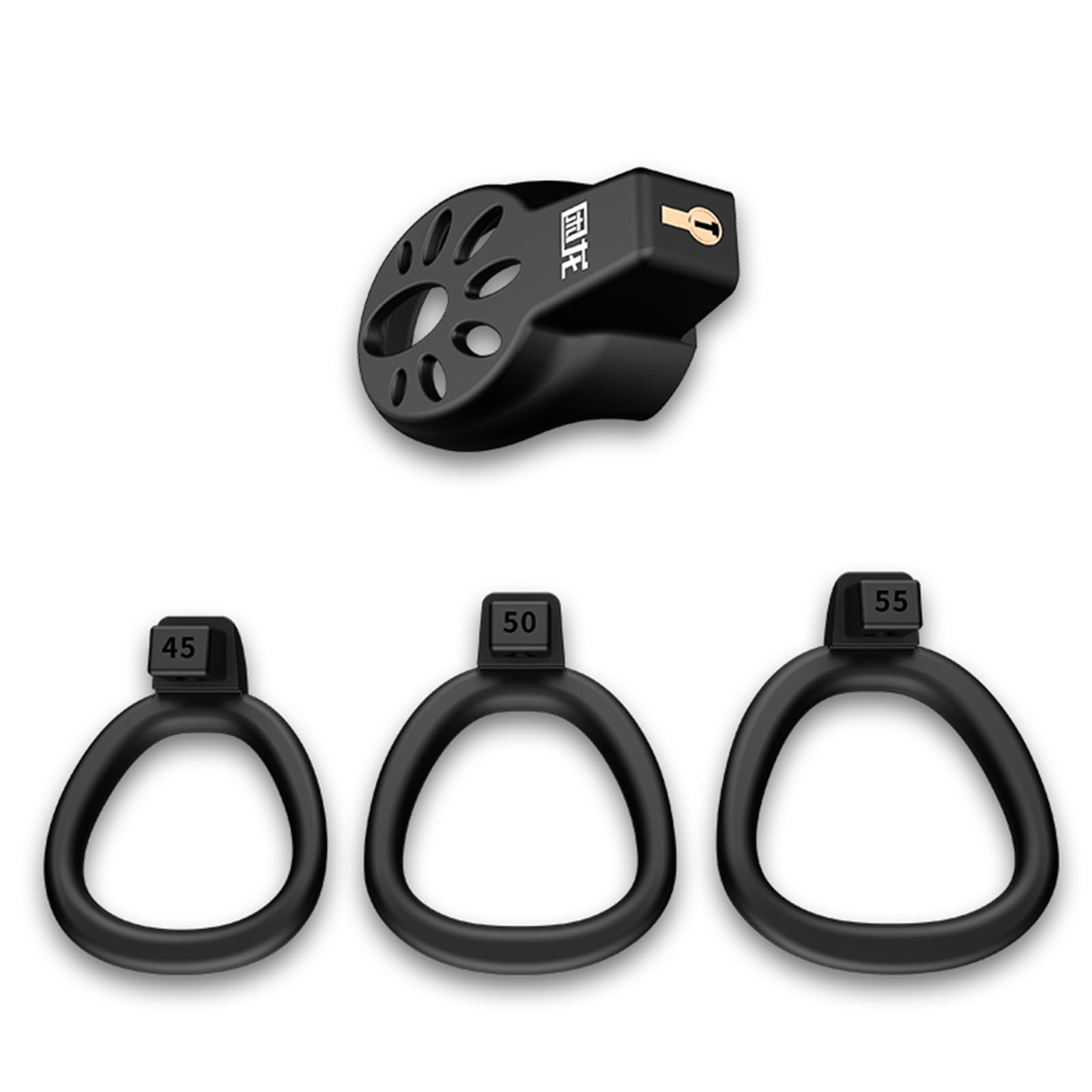 Herren Supreme Flacher Keuschheitskäfig, Cock Cage Set Kommt mit 3 Penisringen, Atmungsaktives SM Keuschheits-Bondage-Sexspielzeug Herren-Cock Cage-Gerät (Schwarz)