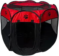 Casinha para Cães e Gatos Cercado Pet Portátil e Dobrável para Cães e Gatos com Tecido Impermeável de Fácil Montagem e Transporte Premium (Vermelho)