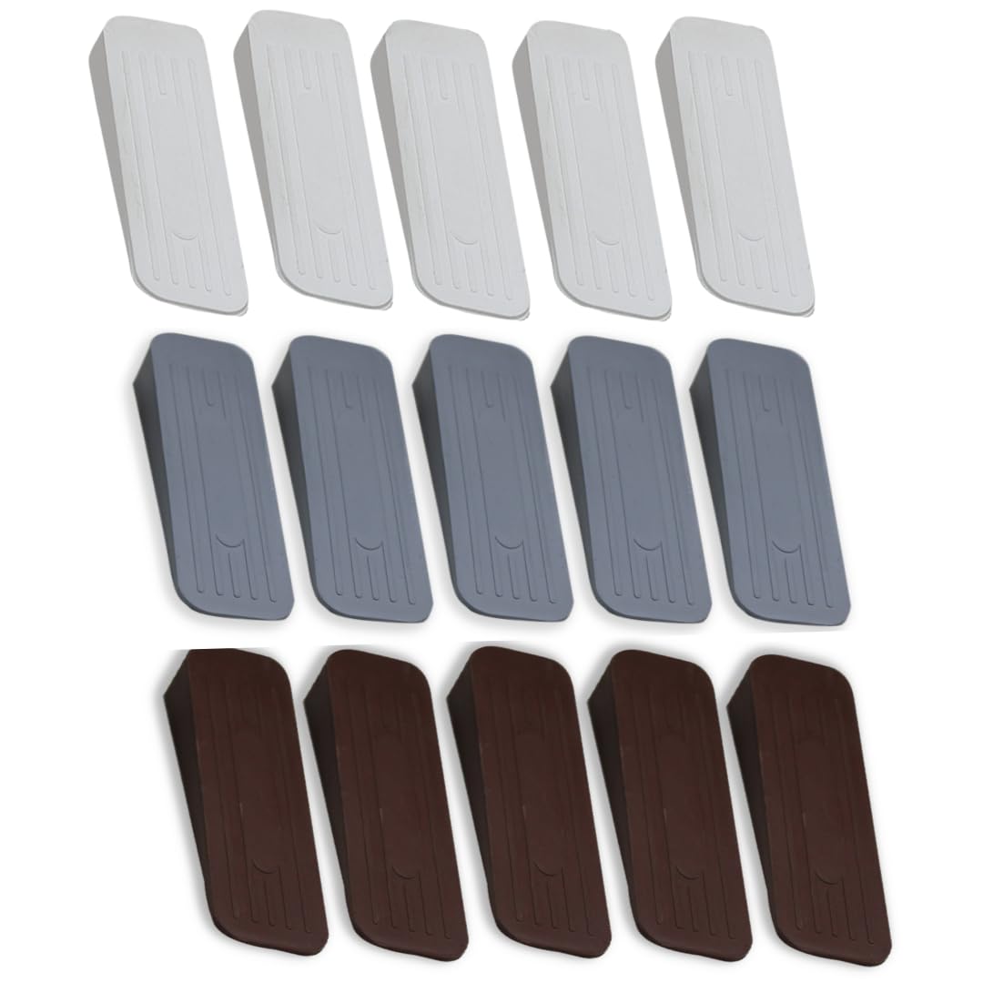 ALP Heavy Duty Anti Slip Rubber Door Stoppers with Doors Powerful Gripping Work of Any Surface for Home, Offices, Warehouses & Classrooms Door Bottom Seal (5 Brown, 5 White & 5 Grey Stopper) (B0CMXR5BZ5) Amazon Price History, Amazon Price Tracker