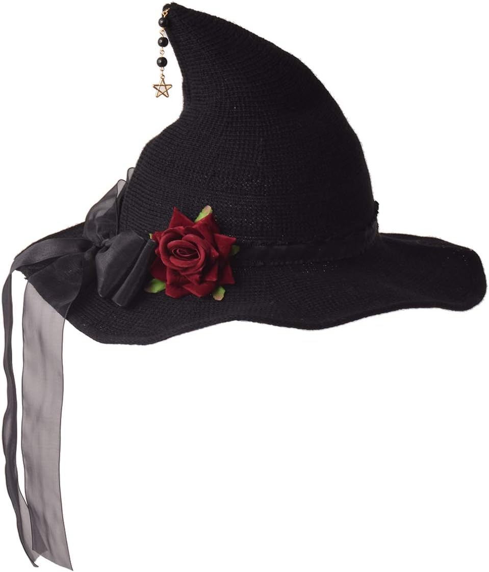 GRACEART Women Felt Wool Witch Hat Knitted Cap Halloween Wizard Cap Mardi Gras Hat Headwear