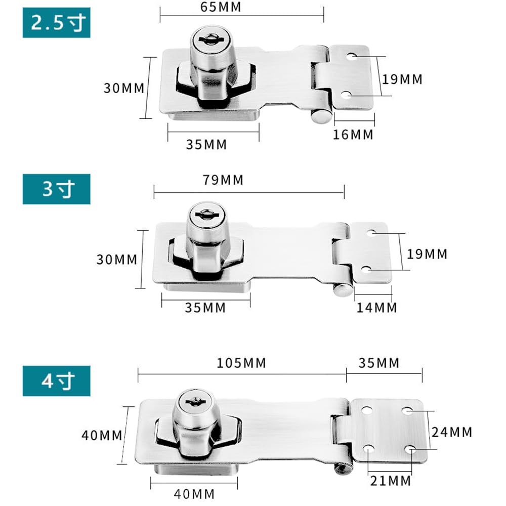 Litensh Shed Hasp Lock Padlock with Aliked Keys - Image 3