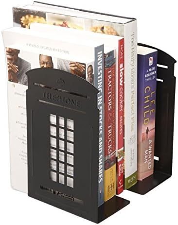 DYQWT Newest Creative Telephone Booth Bookend Bookends Racks,A Pair (Black)