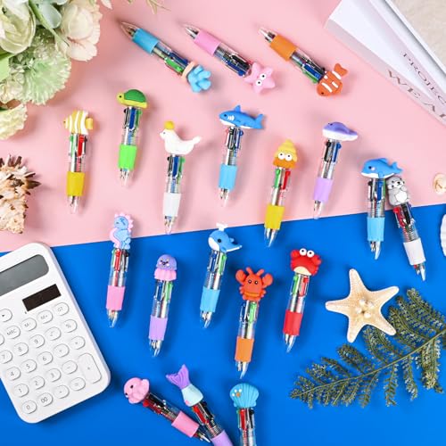 50 bolígrafos 4 en 1 con motivos marinos multicolor miniatura 6