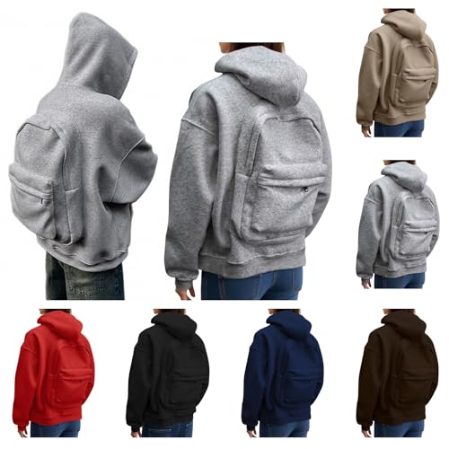 Backpack Hoodie for Men Women Zipper Cardigan Creative Hoodies Lightweight Travel Hooded Sweatshirts with Backpack