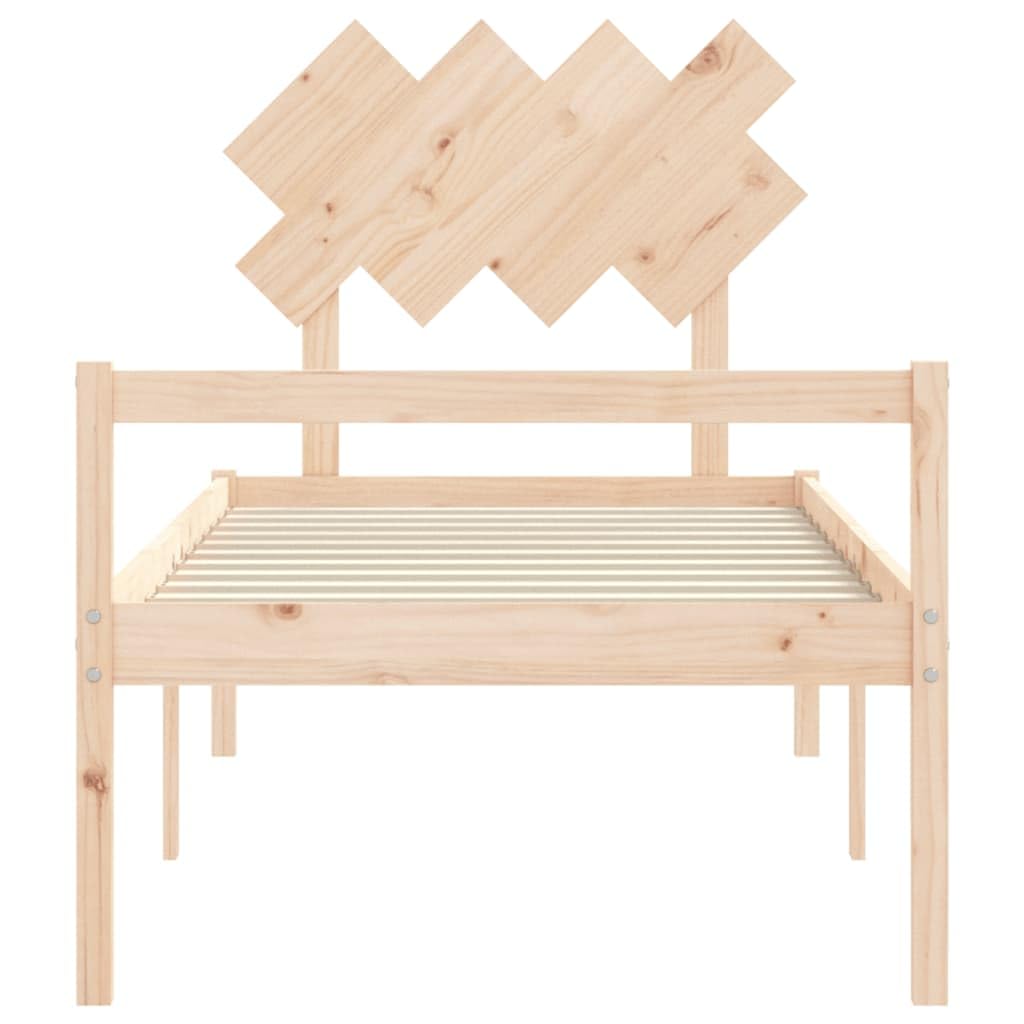Massives Kiefernholz Seniorengerecht 45 cm Sitzhöhe Bettschublade Braun 90 | Seniorenbett mit Kopfteil Massivholz 90x190cm Kiefernholz Bettgestell mit Lattenrost Hohe Sitzhoehe 45cm Stabil Stauraum