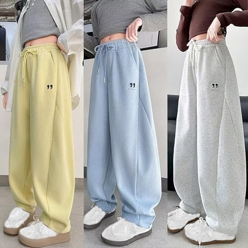 Teen Girls Sweatpants Elastic Waist DrawstringBaggy Joggers Embroidered Graphic Trendy Wide Leg Pants with Pockets3