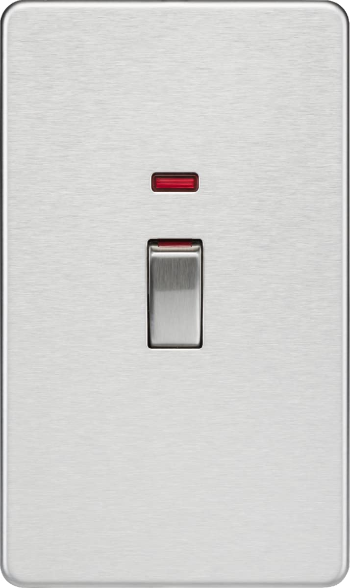 Knightsbridge 45A 2G Dp Switch With Neon - Brushed Chrome