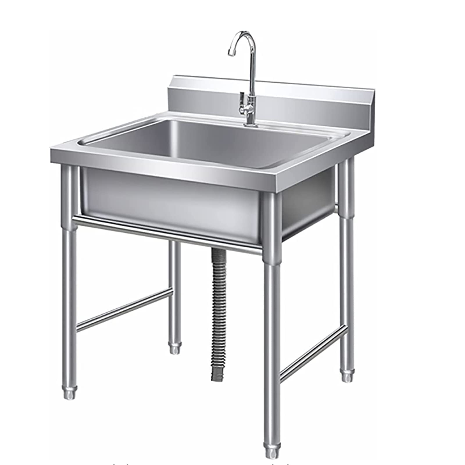 LMYSXAOZ Stainless Steel Utility Sink with Drainboard,[Wide Compartment] Commercial Kitchen for Laundry, Backyard, Garage, Restaurant, Outdoor -Bowl