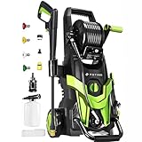 2025New Pressure Power Washer 4500PSI with 4 Quick Connect Nozzles,Inlet Hose & Filter, Foam Cannon for Cars/Fences/Driveways/Patios/Home Cleaning(Green)