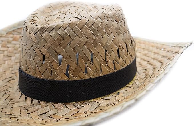 Sombreros de Paja Personalizados Para Eventos - PACK 50 Gorros Muy Transpirables - Elige el Color de la Cinta del Sombrero y Pon tu Logo o Frase (Modelo Vert)