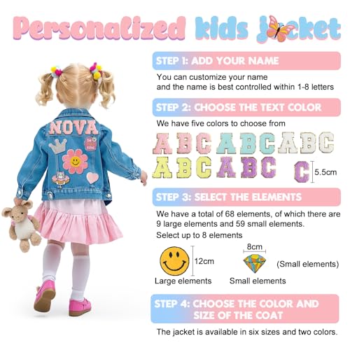 Image of Personalized Kids Denim Jacket with Name, Custom Girl Jean Jacket