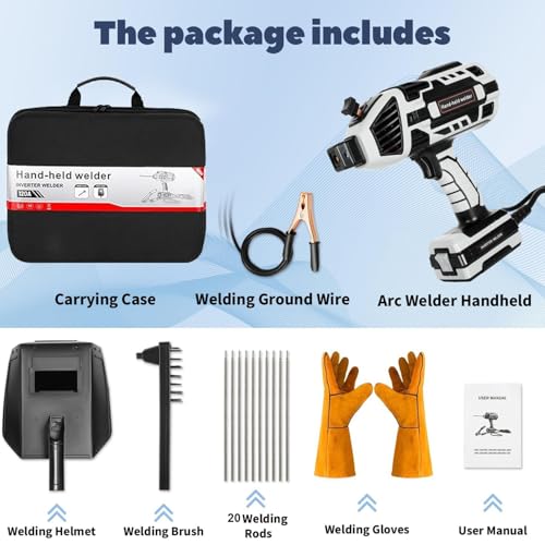 Image of portable welder hand held welder : handheld welder machine 110v -with IGBT Inverter 5 Variable Current Adjustment for 1 /16''-1 /8'' Welding Rods-suitable for welders, professionals, beginners