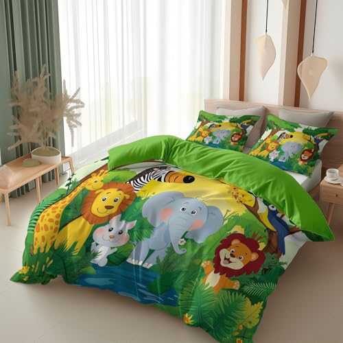 Srigzcaly Single Duvet Cover Set, Premium Brushed Microfiber Soft Cosy Reversible green...