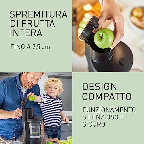 Panasonic Slow Juicer MJ-L700KXE, Estrattore Elettrico, Spremitura di Frutta e Verdura Intera, Apertura 75mm, Design Elegante e Sottile, Sicuro e Pratico, Nero - immagine 4