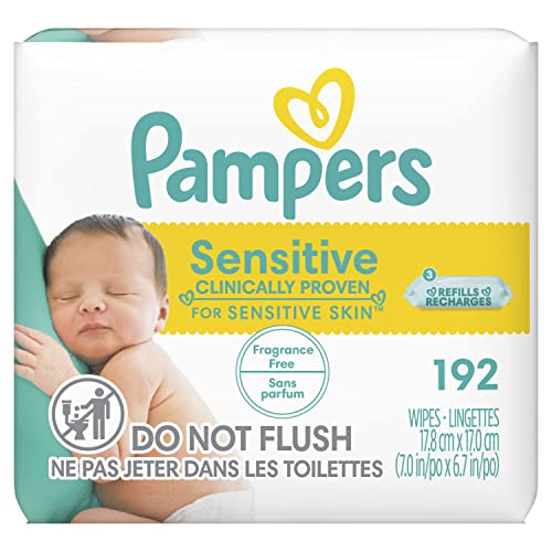 Image of Pampers Sensitive Water Based Hypoallergenic and Unscented Baby Wipes Refill, 192 count (Packaging May Vary)