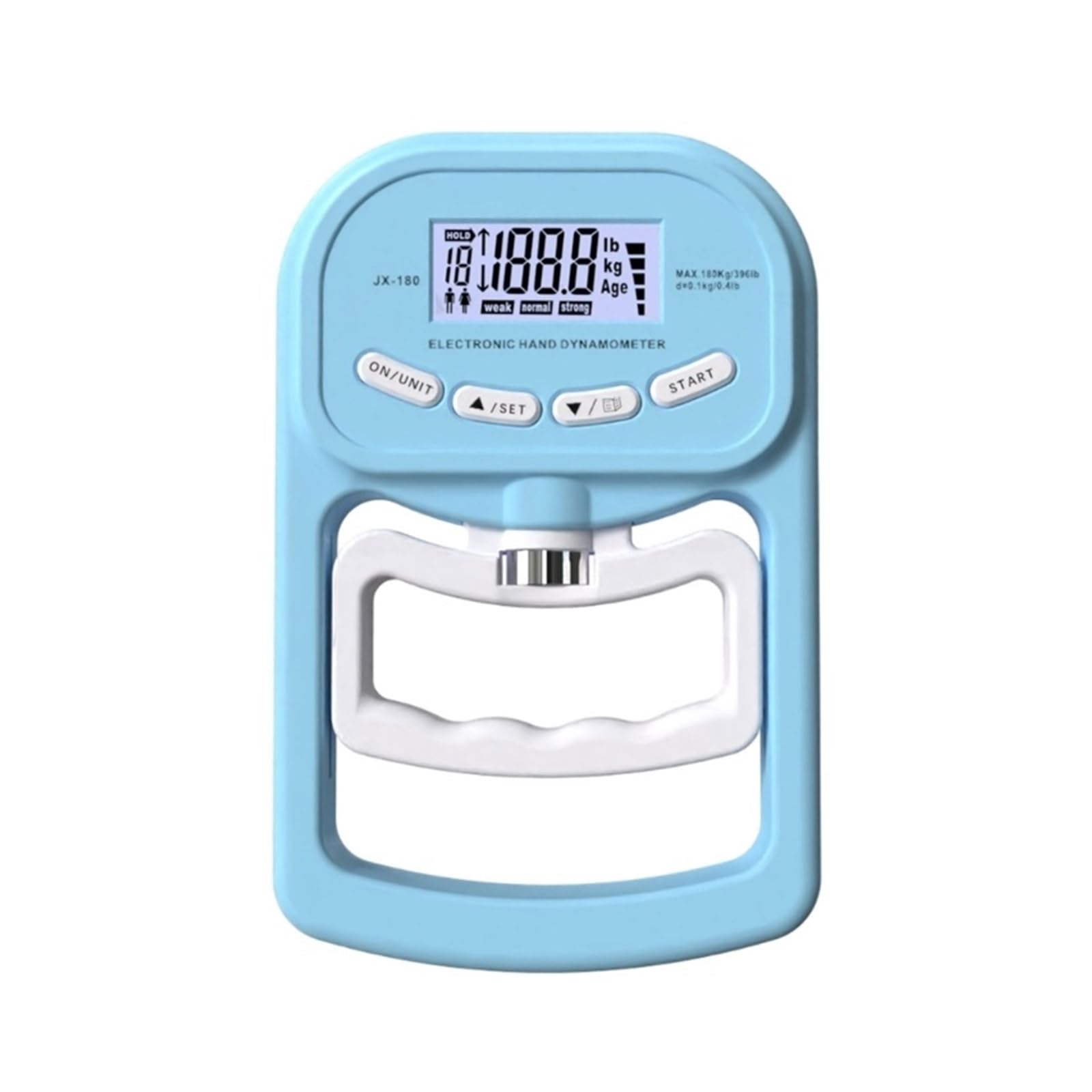 Force Gauge, Grip Strength Tester Trainer Dynamometer Handgrip Measurer Meter, Handhelds Strengthener Exerciser 396lbs/180kg Drop Shipping(Blu)