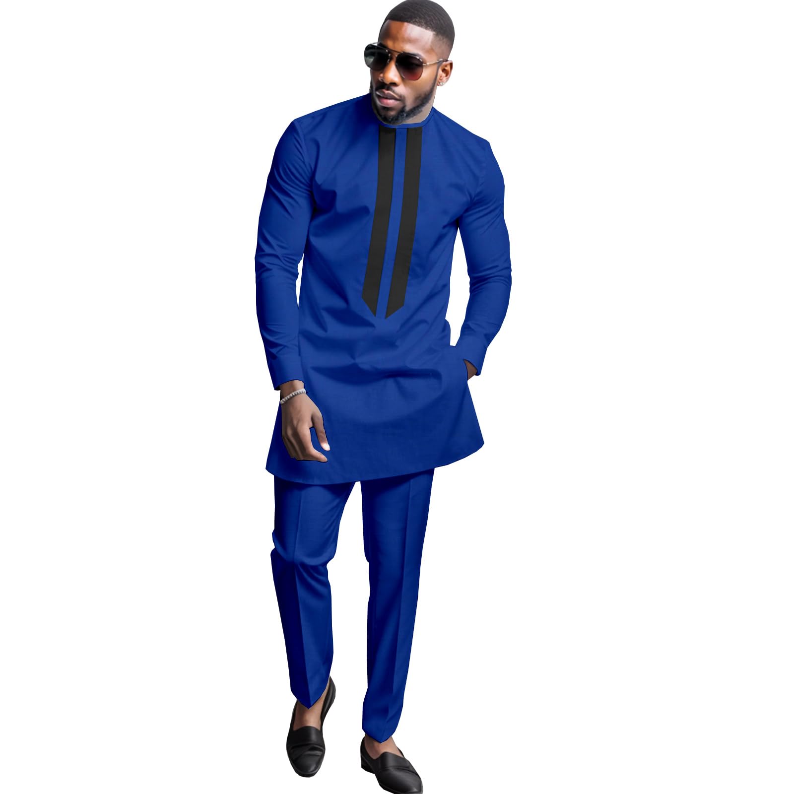 Dbq Men's 2 6 African Formal Clothes Dashiki Shirt And Pant Two Piece Suit Traditional Long Sleeve Outfits, Xxl