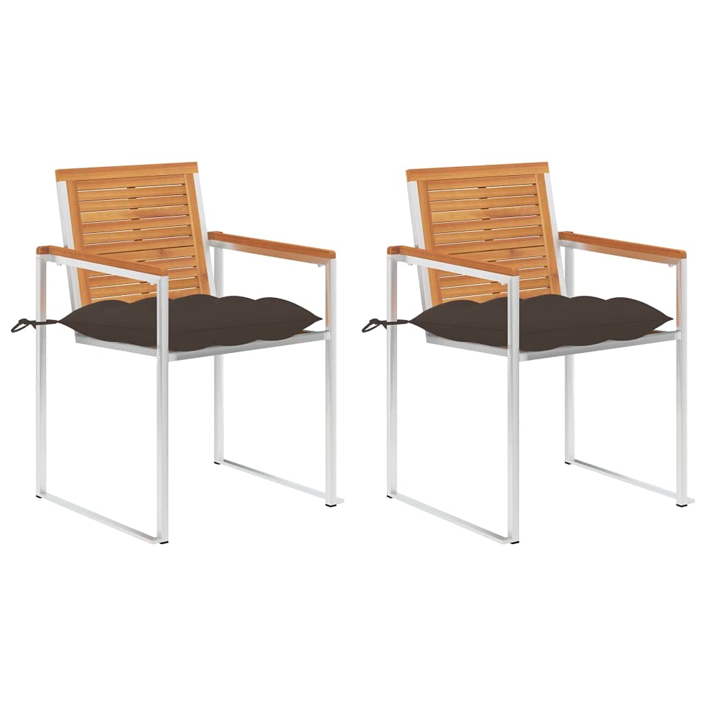 3061511 Sedie da Giardino 2 pz con Cuscini in Legno Acacia e Acciaio Testata in Legno,Testata Letto Matrimoniale Muebles Dormitorio Spalliera Letto Testiere per Letto Matrimoniale