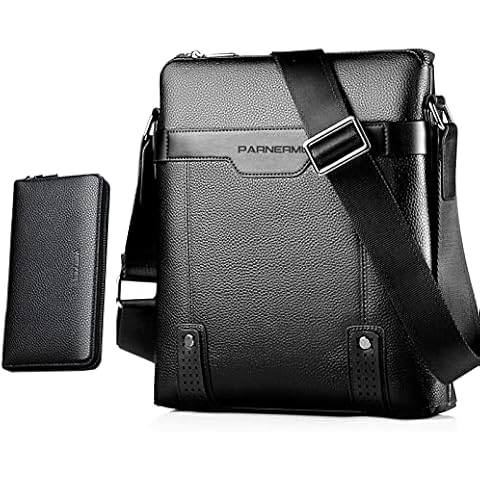 Waterproof Men Leather Shoulder Bag Business Cross Over Bag Men's Messenger Satchel Casual Cross Body Everyday Bags Sling Working Bag with Free Wallet for Business School Daily Use,Crossbody Purse Cover